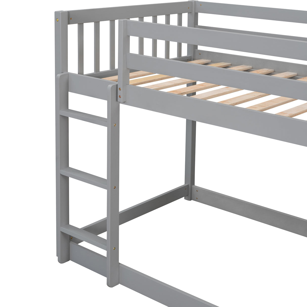 Twin over Twin Bunk Bed with 4 Drawers and 3 Shelves-Gray（OLD SKU: LP000067AAE） - Home Elegance USA