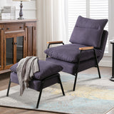 Overstuffed Accent Chair with Ottoman, Adjustable Backrest Lounge Chair Indoor Fabric Club Chair with Metal Legs for Living Room, purple - Home Elegance USA