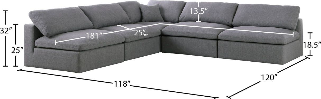 Serene - Cloud 5 Piece Modular Sectional - Grey - Home Elegance USA