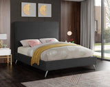 Meridian Furniture - Jasmine Velvet Queen Bed In Grey - Jasminegrey-Q