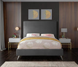 Meridian Furniture - Jasmine Velvet Queen Bed In Grey - Jasminegrey-Q