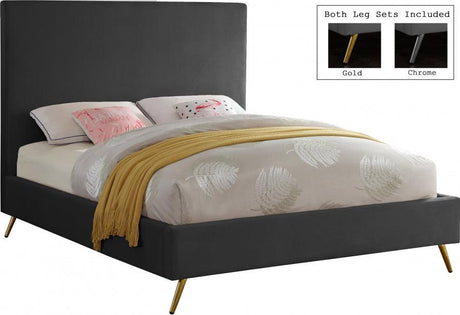 Meridian Furniture - Jasmine Velvet King Bed In Grey - Jasminegrey-K