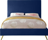 Meridian Furniture - Jasmine Velvet King Bed In Navy - Jasminenavy-K