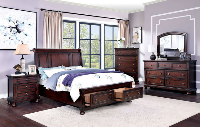 Wells - 4 Piece Queen Bedroom Set - Dark Cherry - Home Elegance USA