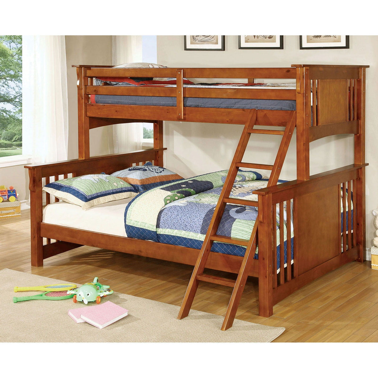 Spring Creek - Twin Xl/Queen Bunk Bed - Oak - Home Elegance USA