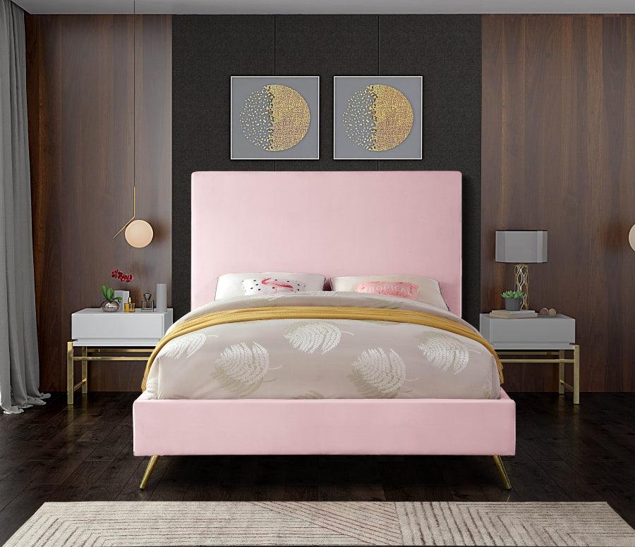 Meridian Furniture - Jasmine Velvet King Bed In Pink - Jasminepink-K