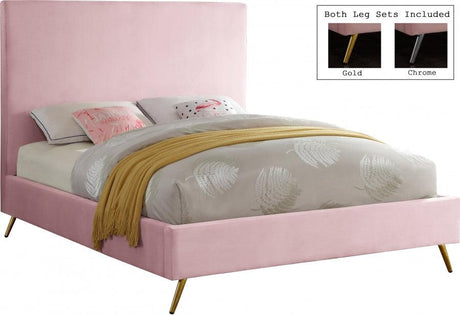 Meridian Furniture - Jasmine Velvet King Bed In Pink - Jasminepink-K