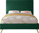 Meridian Furniture - Jasmine Velvet Queen Bed In Green - Jasminegreen-Q