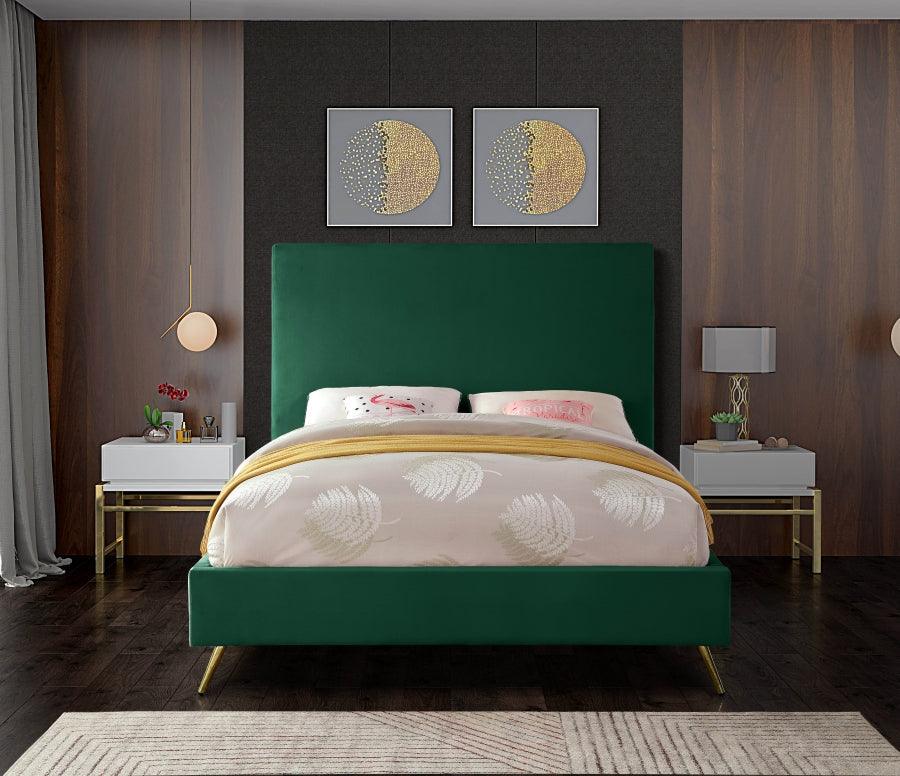 Meridian Furniture - Jasmine Velvet King Bed In Green - Jasminegreen-K