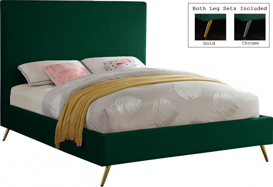 Meridian Furniture - Jasmine Velvet King Bed In Green - Jasminegreen-K