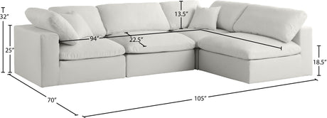 Plush - Cloud Modular Sectional 4 Piece - Cream - Home Elegance USA