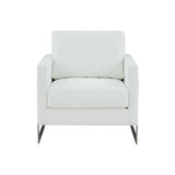 Modrest Prince Contemporary White Vegan Leather & Silver Accent Chair - Home Elegance USA
