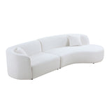 Luxury Modern Style Living Room Upholstery Curved Sofa with Chaise 2-Piece Set, Right Hand Facing Sectional,  Boucle Couch, White - Home Elegance USA