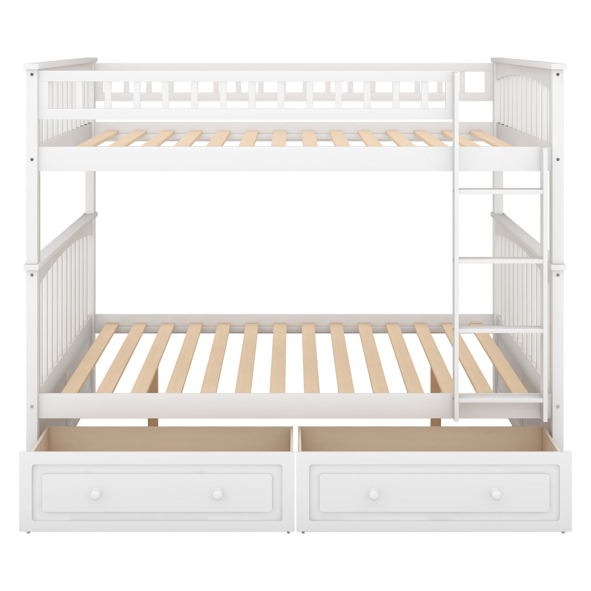 Full over Full Bunk Bed with Drawers, Convertible Beds, White(OLD SKU:SM000241AAK) - Home Elegance USA