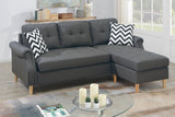 Living Room Corner Sectional Blue Grey Polyfiber Chaise sofa Reversible Sectional - Home Elegance USA