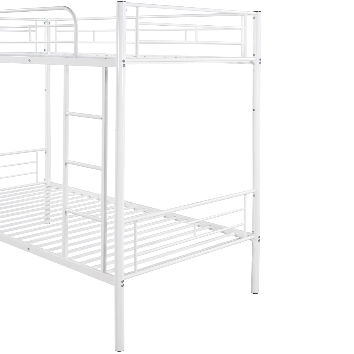 Twin Over Twin Metal Bunk Bed (White)( old sku: MF189201KAA ) - Home Elegance USA