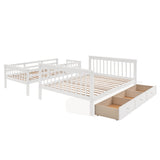 Stairway Twin-Over-Full Bunk Bed with Drawer, Storage and Guard Rail for Bedroom, Dorm, for Adults, White color(OLD SKU :LP000219AAK) Home Elegance USA