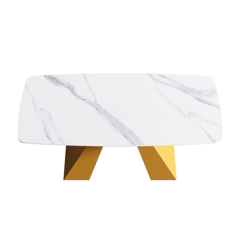 70.87"Modern artificial stone white curved golden metal leg dining table - can accommodate 6 - 8 people - W1535S00106 - image - 5