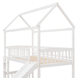 Twin Loft Bed with Slide, House Bed with Slide,White(OLD SKU :LT000212AAK) - Home Elegance USA