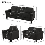 Living Room Sets Furniture Armrest Sofa Single Chair Sofa Loveseat Chair 3-Seat Sofa (ChairLoveseat Chair&3-Seat Sofa, Black) Home Elegance USA