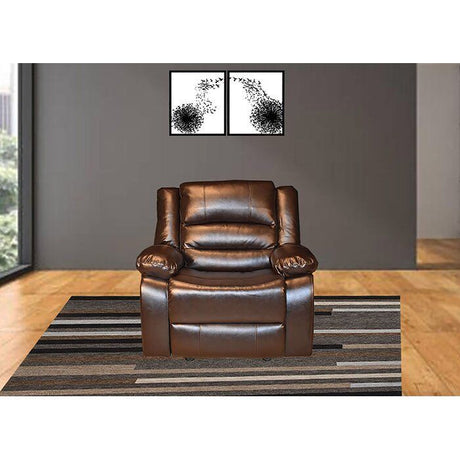 Galaxy Home Transitional Paco Faux Leather Recliner Chair in Chocolate color - Home Elegance USA
