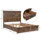 Rustic Reclaimed Solid Wood Framhouse Storage Queen Bed - Home Elegance USA