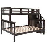 Stairway Twin-Over-Full Bunk Bed with Storage and Guard Rail for Bedroom, Espresso color(OLD SKU :LP000019AAP) - Home Elegance USA