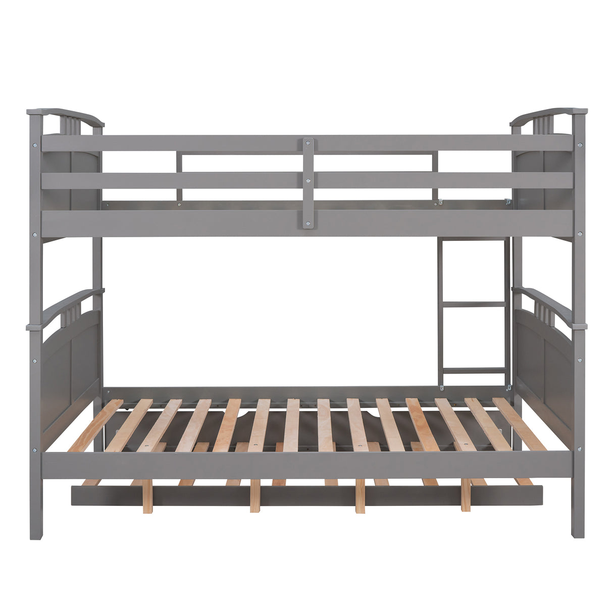 Full-Over-Full Bunk Bed with Twin size Trundle , Separable Bunk Bed for Bedroom - Grey - Home Elegance USA