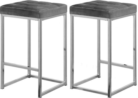 Meridian Furniture - Nicola Velvet Counter Stool Set Of 2 In Grey - 904Grey-C