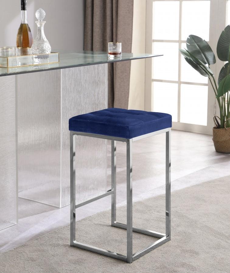 Meridian Furniture - Nicola Velvet Counter Stool Set Of 2 In Navy - 904Navy-C