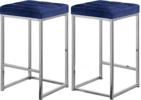 Nicola Velvet Counter Stool Set Of 2 In Navy - 904Navy-C | Meridian