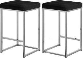 Nicola Velvet Counter Stool Set Of 2 In Black - 904Black-C | Meridian