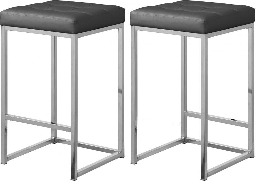 Meridian Furniture - Nicola Faux Leather Counter Stool Set Of 2 In Grey - 905Grey-C