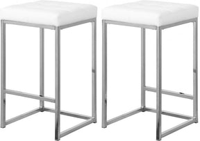 Nicola Faux Leather Counter Stool Set Of 2 In White - 905White-C | Meridian