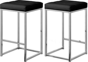 Nicola Faux Leather Counter Stool Set Of 2 In Black - 905Black-C | Meridian
