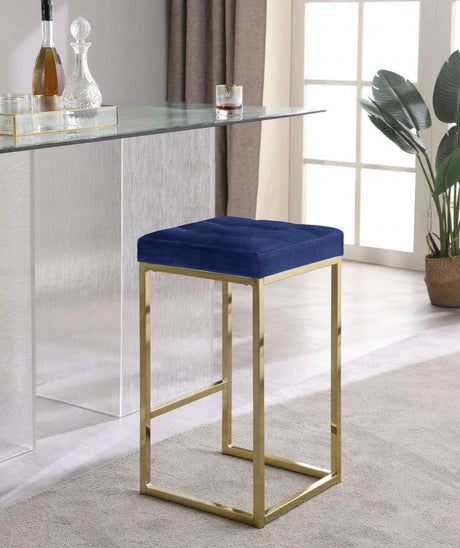 Meridian Furniture - Nicola Velvet Counter Stool Set Of 2 In Navy - 906Navy-C