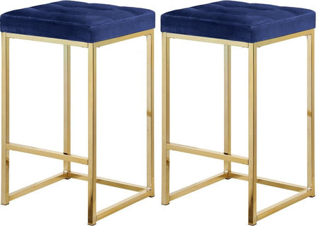 Meridian Furniture - Nicola Velvet Counter Stool Set Of 2 In Navy - 906Navy-C