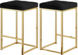 Nicola Velvet Counter Stool Set Of 2 In Black - 906Black-C | Meridian