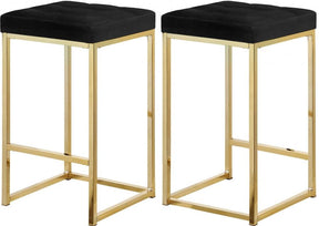 Nicola Velvet Counter Stool Set Of 2 In Black - 906Black-C | Meridian
