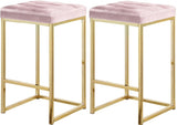 Meridian Furniture - Nicola Velvet Counter Stool Set Of 2 In Pink - 906Pink-C