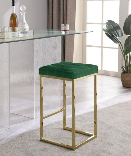 Meridian Furniture - Nicola Velvet Counter Stool Set Of 2 In Green - 906Green-C