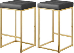 Nicola Faux Leather Counter Stool Set Of 2 In Grey - 907Grey-C | Meridian