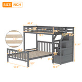 Twin over Full Loft Bed with Staircase,Gray(OLD SKU:SM000107AAE) - Home Elegance USA