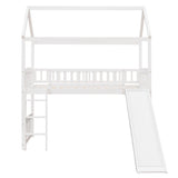 Twin Loft Bed with Slide, House Bed with Slide,White(OLD SKU :LT000212AAK) - Home Elegance USA