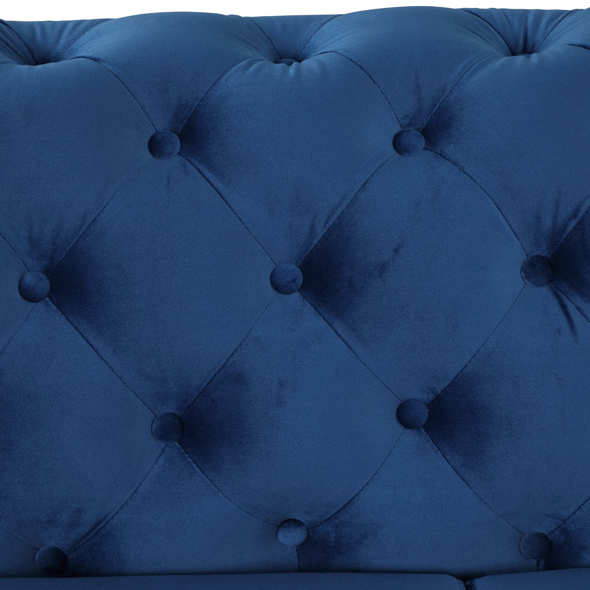 85.5" Velvet Upholstered Sofa with Sturdy Metal Legs,Modern Sofa Couch with Button Tufted Back, 3 Seater Sofa Couch for Living Room,Apartment,Home Office,Blue - SG000603AAC - image - 18