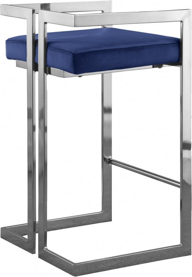 Meridian Furniture - Ezra Velvet Counter Stool Set Of 2 In Navy - 909Navy-C