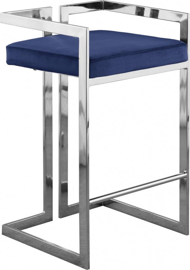 Meridian Furniture - Ezra Velvet Counter Stool Set Of 2 In Navy - 909Navy-C