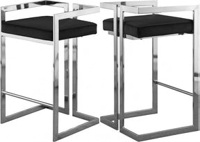 Ezra Velvet Counter Stool Set Of 2 In Black - 909Black-C | Meridian