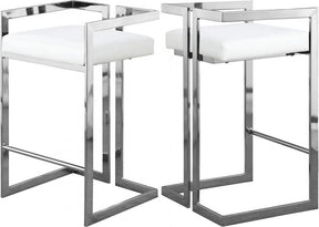 Ezra Faux Leather Counter Stool Set Of 2 In White - 910White-C | Meridian