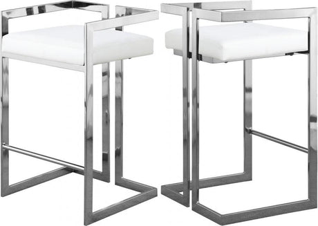 Meridian Furniture - Ezra Faux Leather Counter Stool Set Of 2 In White - 910White-C